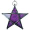In the Breeze 9219 — Purple 5-Point Star Tealight Lantern — Moroccan-Style Boho Chic Glass and Metal Tealight Hanging Lantern